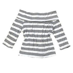 Cold Shoulder Striped 3/4 Sleeve Top